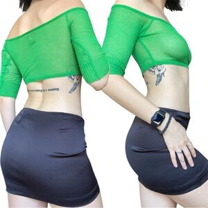 Vintage miss sixty green off the shoulder mini crop top